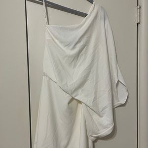 White Halston Mini - one shoulder